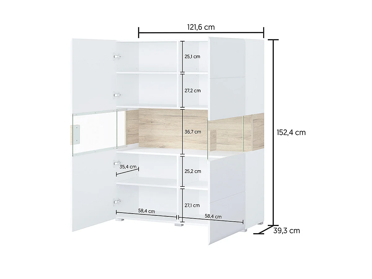 Jules Wit en Hout 2-deurs LED servieskast