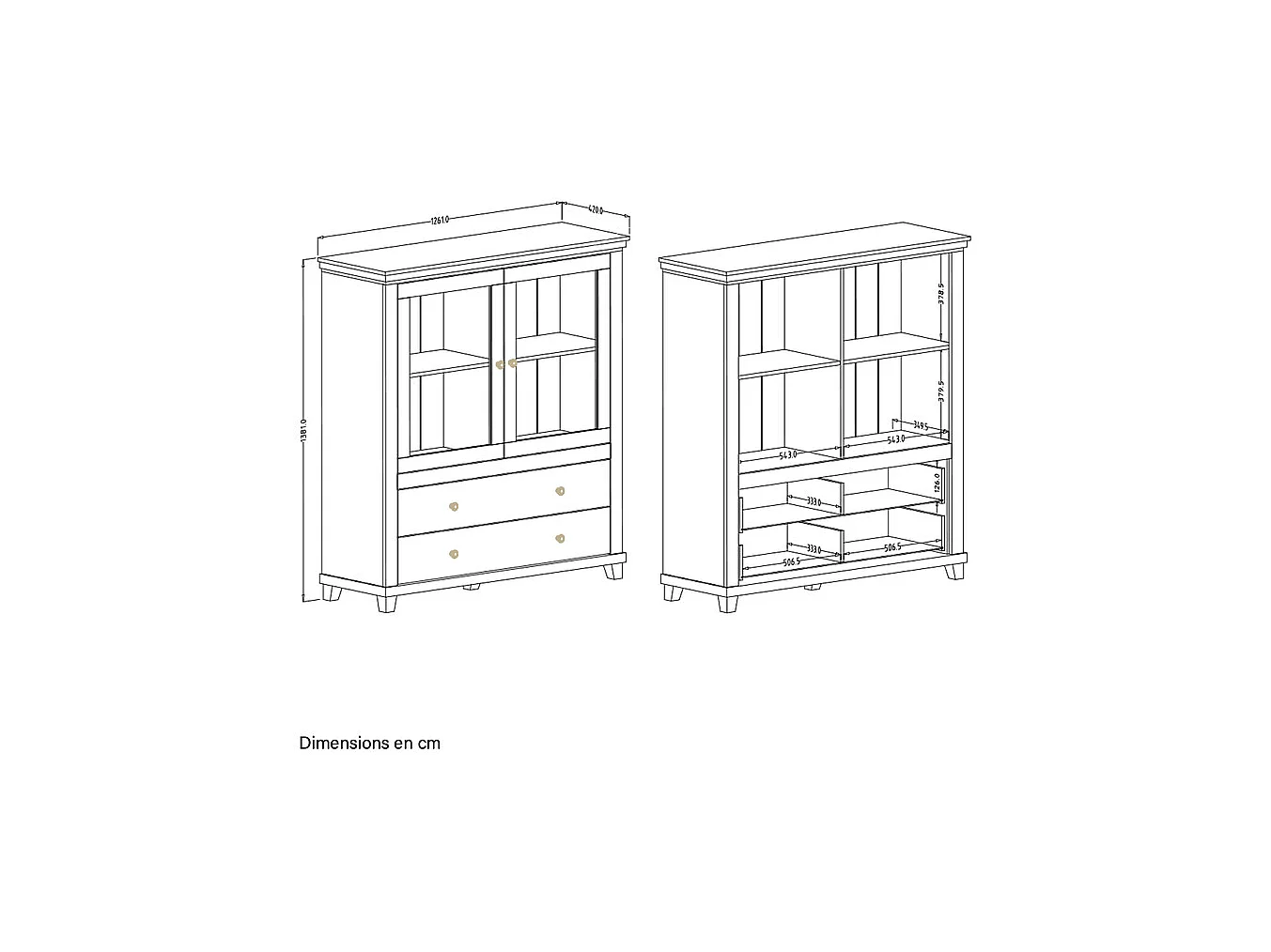 Vaisselier 2 portes 2 tiroirs Martin Vert et Bois