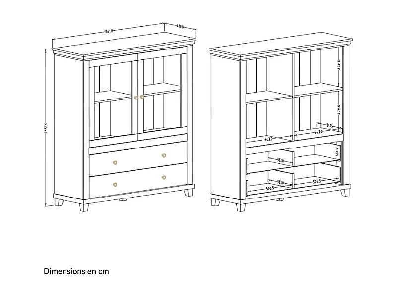 Komoda wysoka EVORA 2D2S 126 zielona mat/dąb lefkas