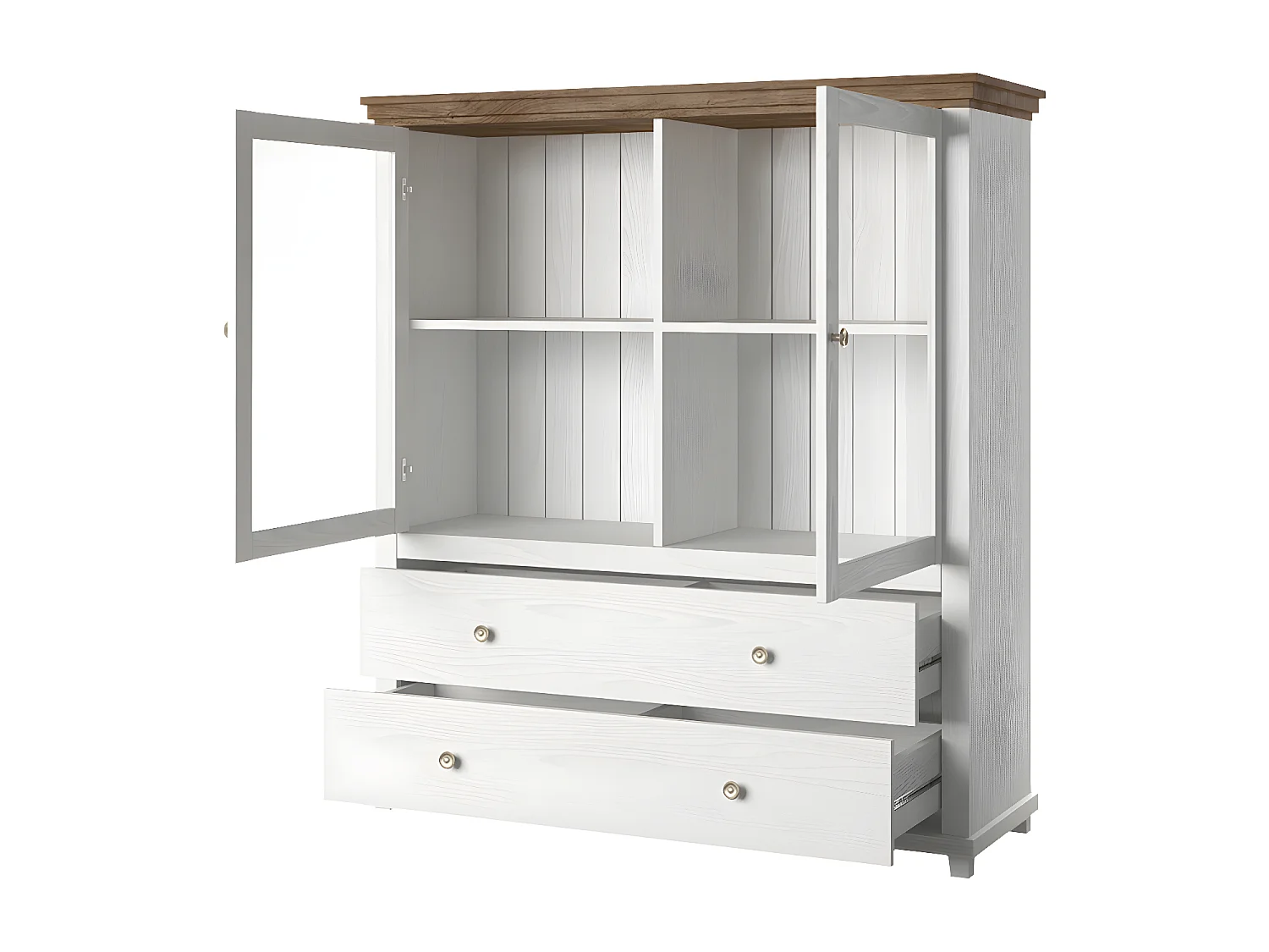 Vaisselier 2 portes 2 tiroirs Martin Bois Blanc