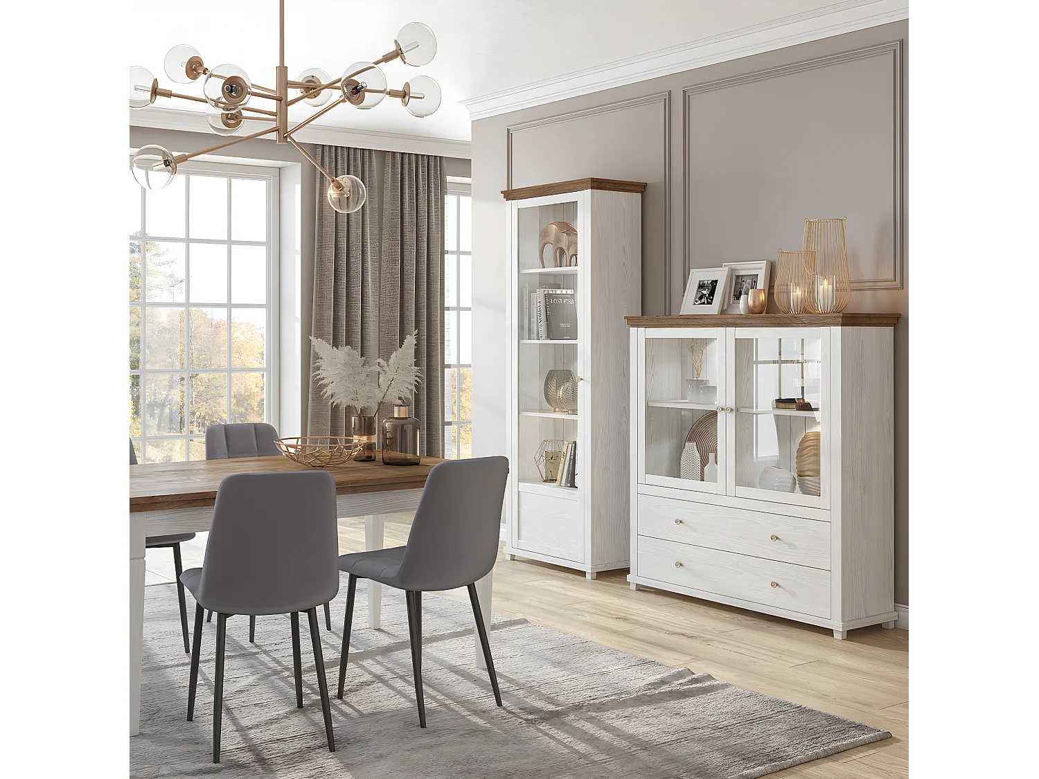 Vaisselier 2 portes 2 tiroirs Martin Bois Blanc