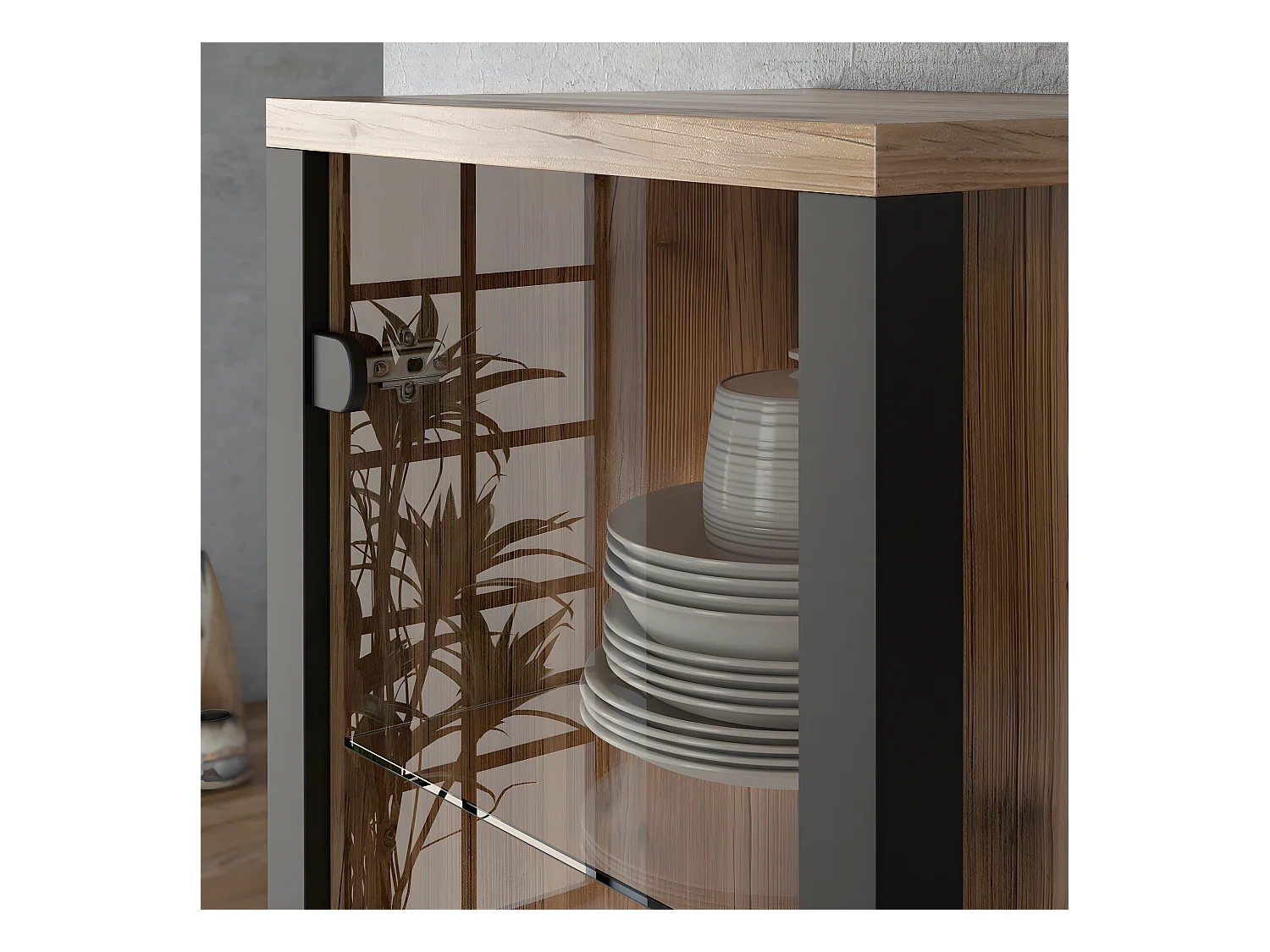 Vitrine 2 portes Lyam Bois et Noir