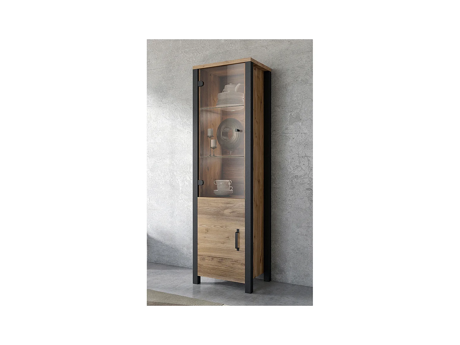 Vitrine 2 portes Lyam Bois et Noir