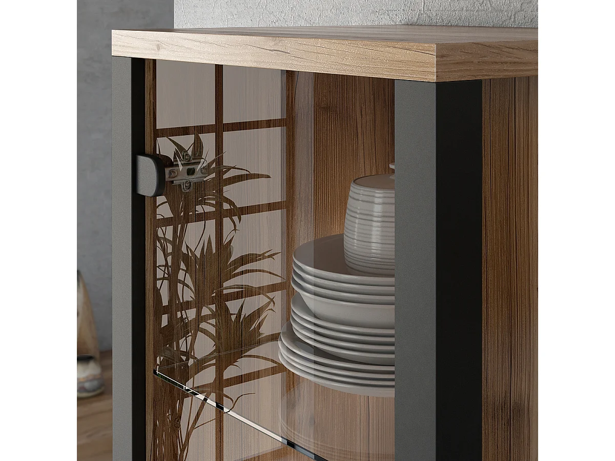 Vitrina 2 puertas Lyam Madera y Negro