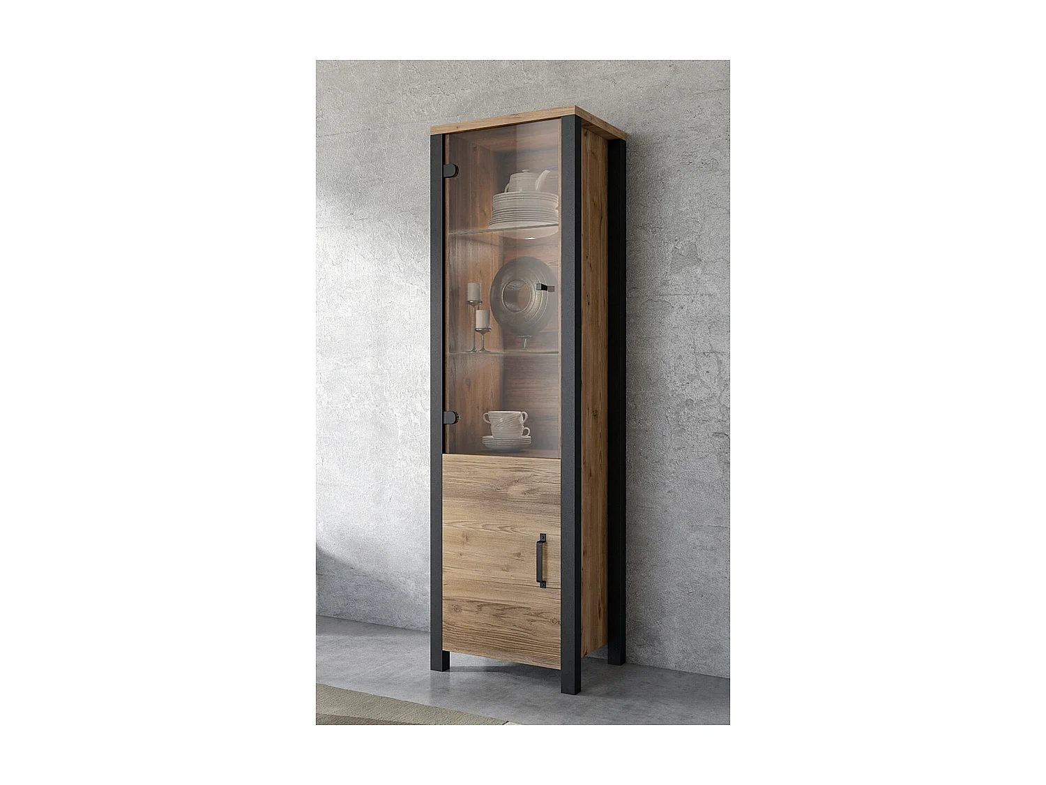 Vitrina 2 puertas Lyam Madera y Negro