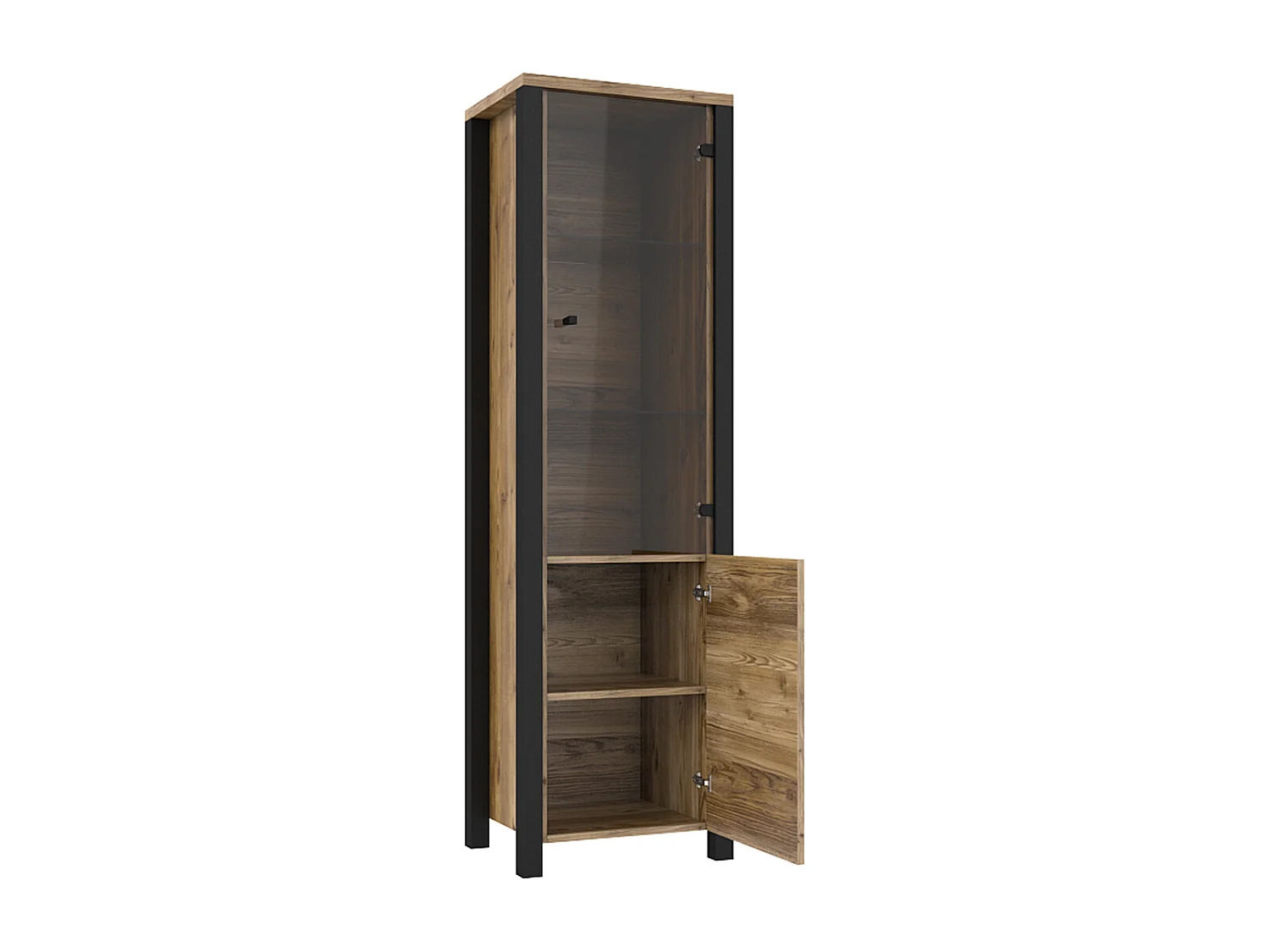 Lyam Wood and Black 2-door display case
