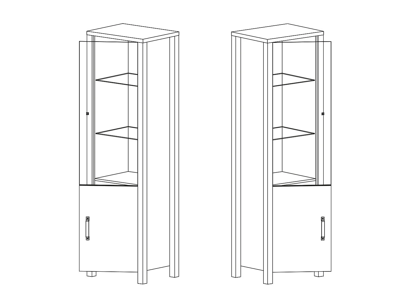 Lyam Wood and Black 2-door display case