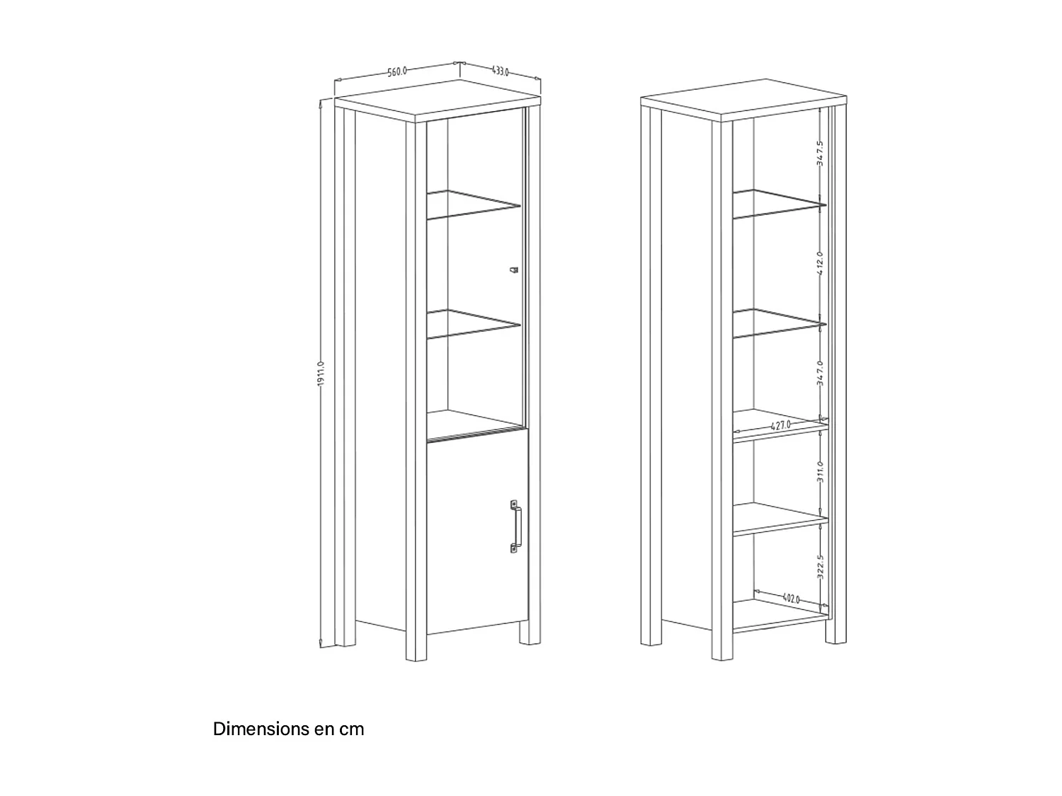 Lyam Wood and Black 2-door display case