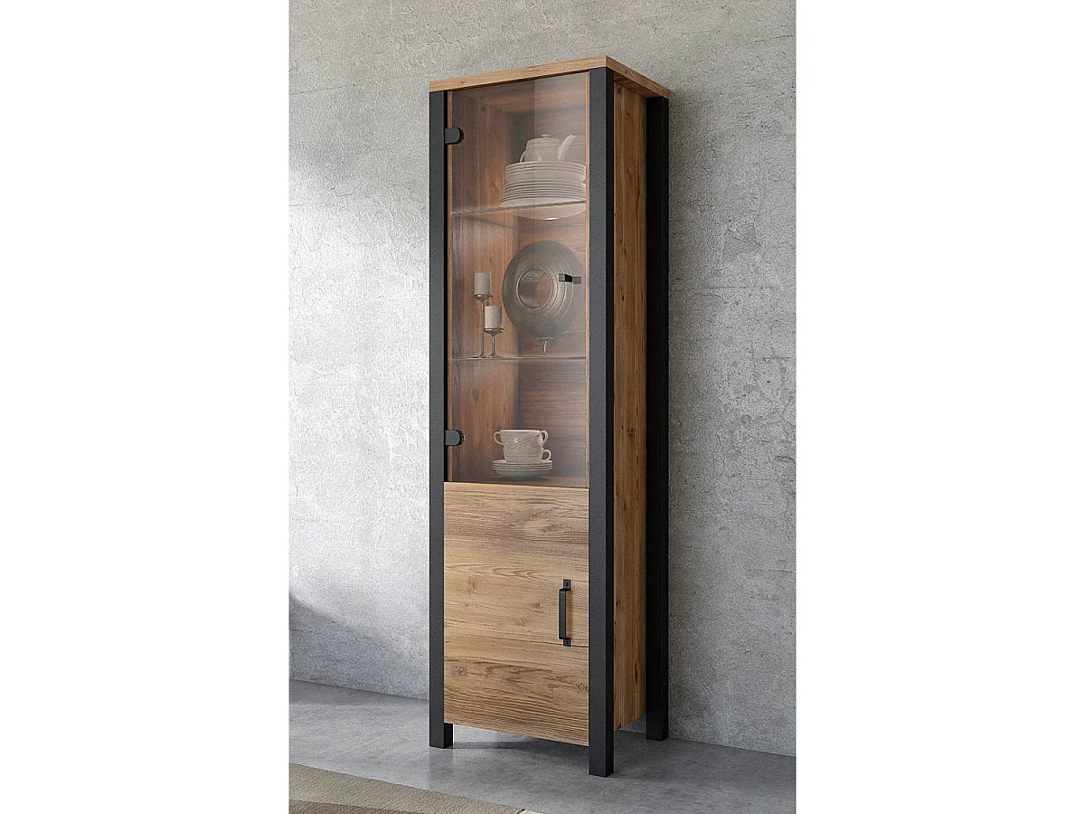Vitrina 2 puertas Lyam Madera y Negro