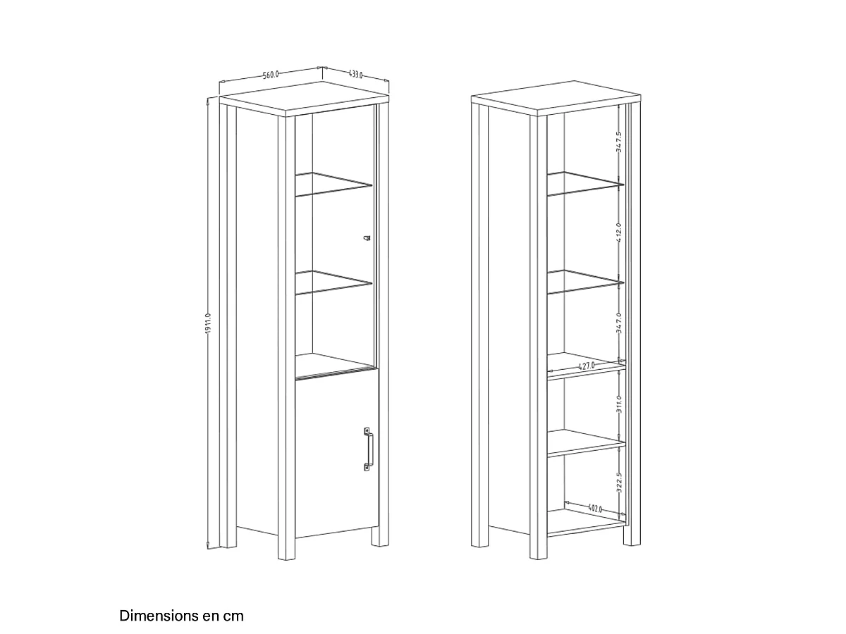 Vitrina 2 puertas Lyam Madera y Negro