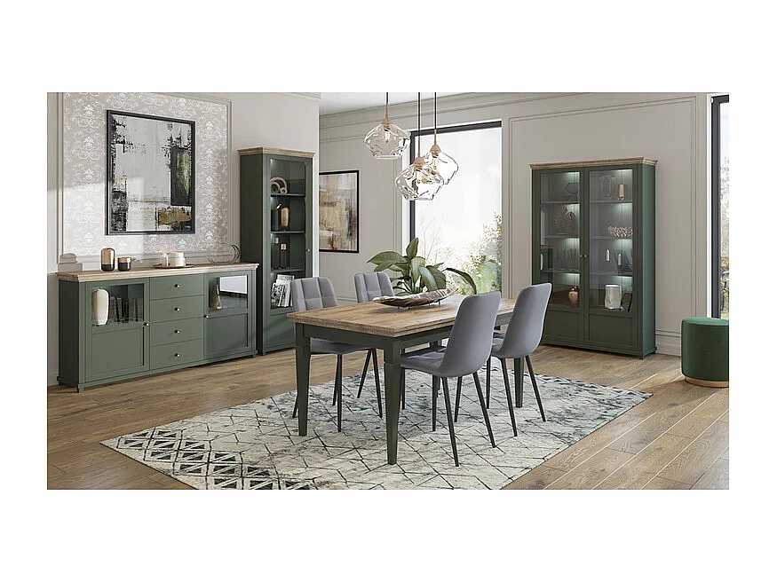 Vitrine 1 porte ouverture gauche Martin Vert et Bois