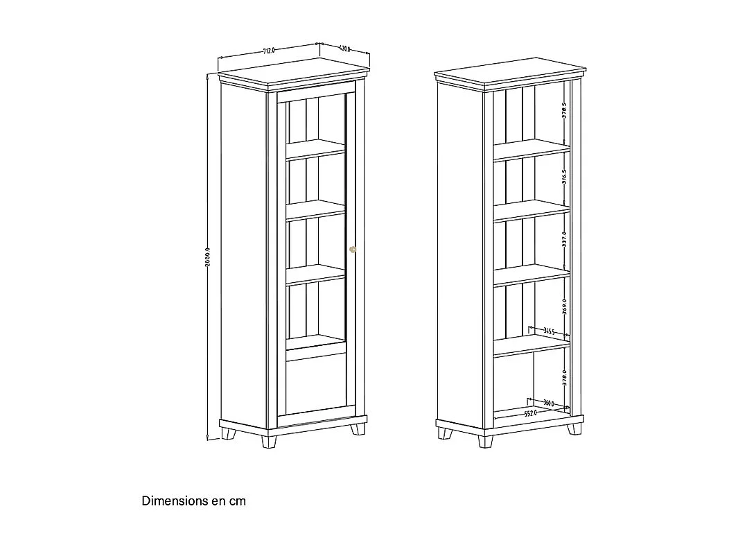 Vitrine 1 porte ouverture gauche Martin Vert et Bois