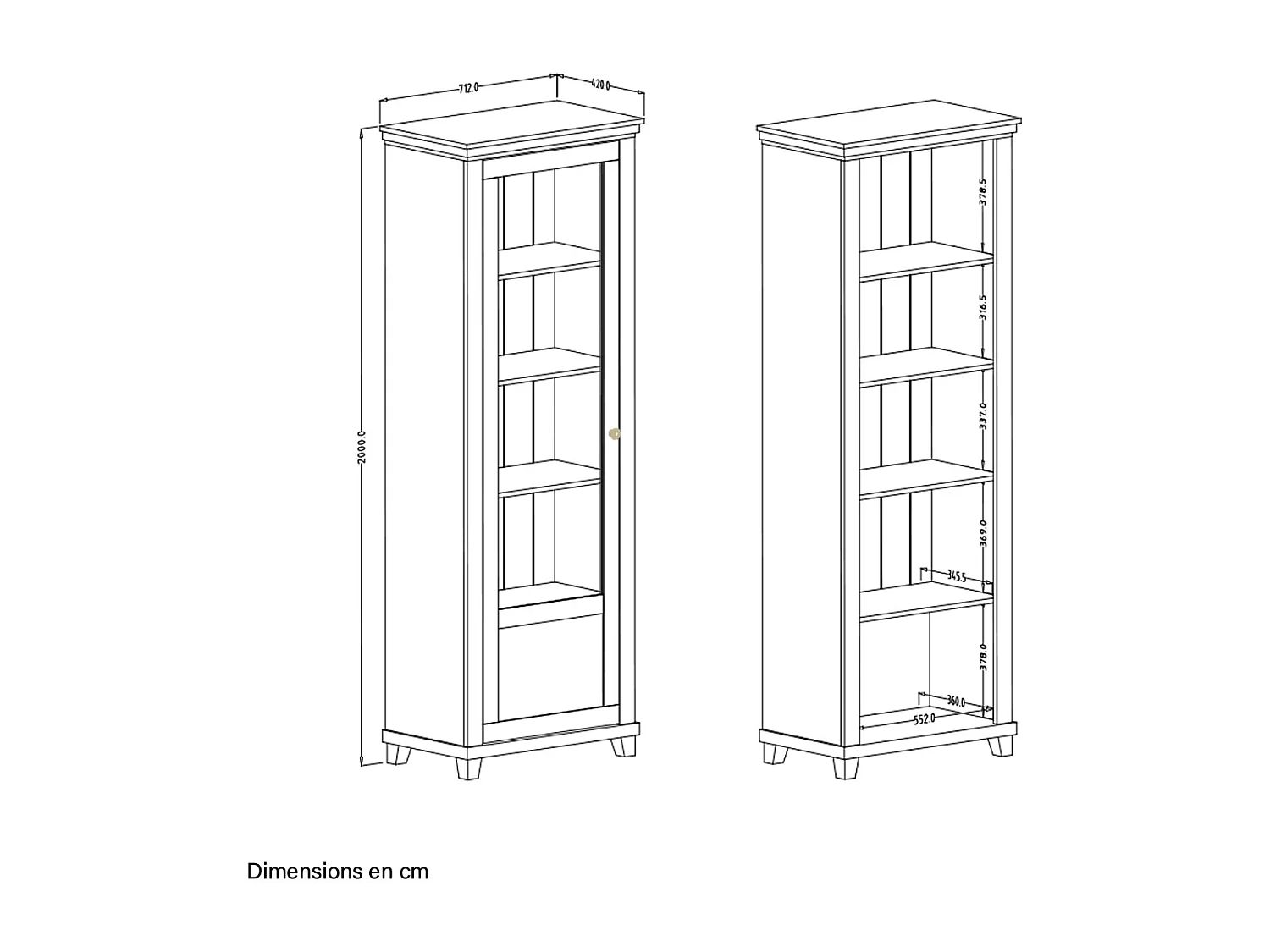 1-door showcase, left-hand opening Martin Vert et Bois