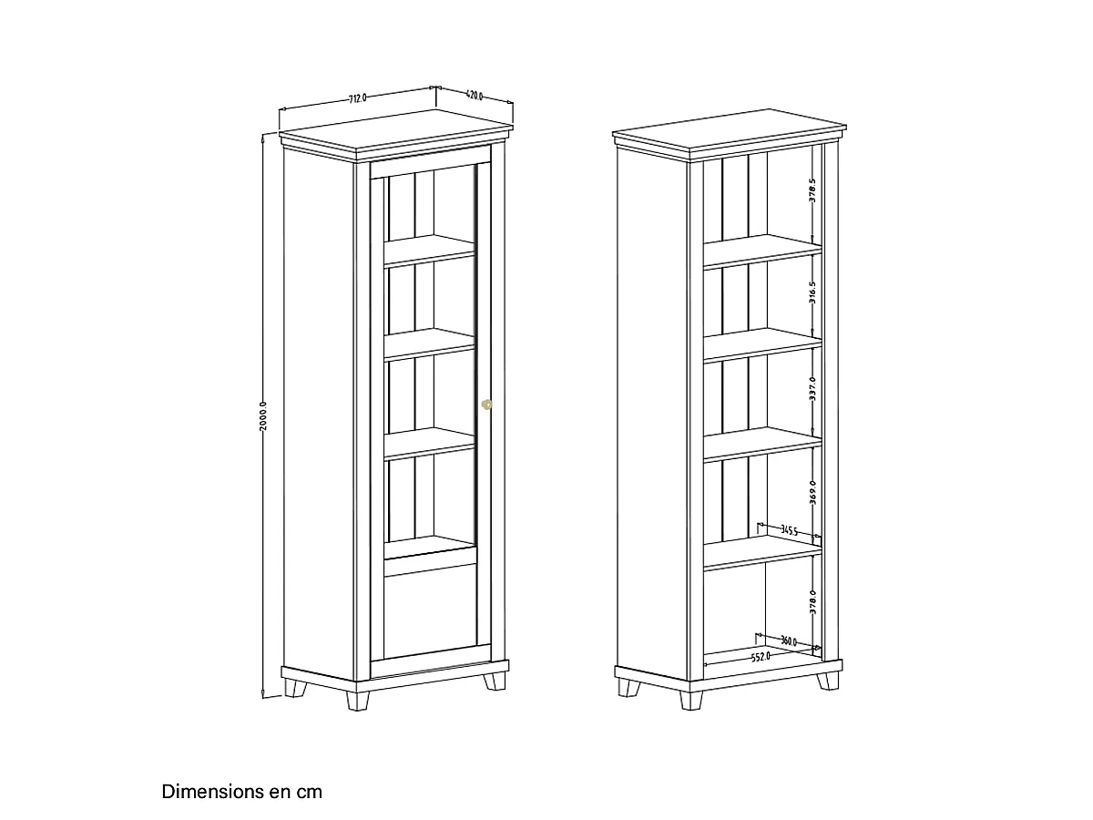 Vitrine 1 porte ouverture gauche Martin Vert et Bois
