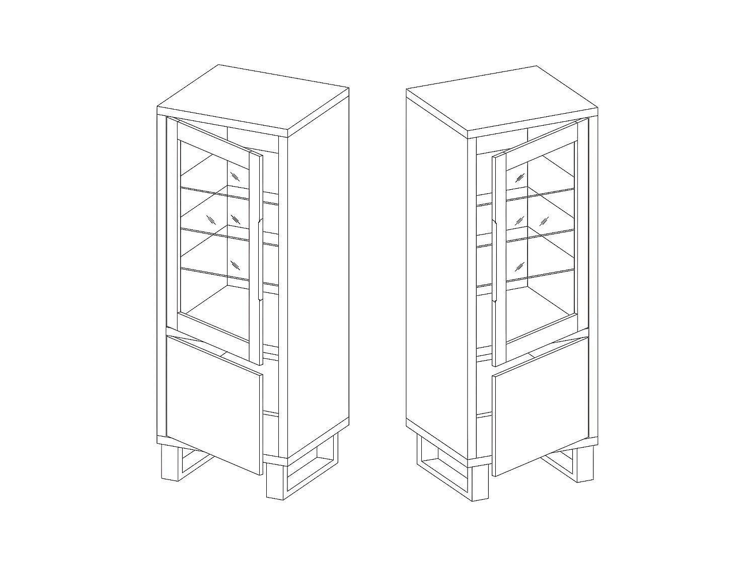 Vitrina 2 puertas Eden Madera y Metal