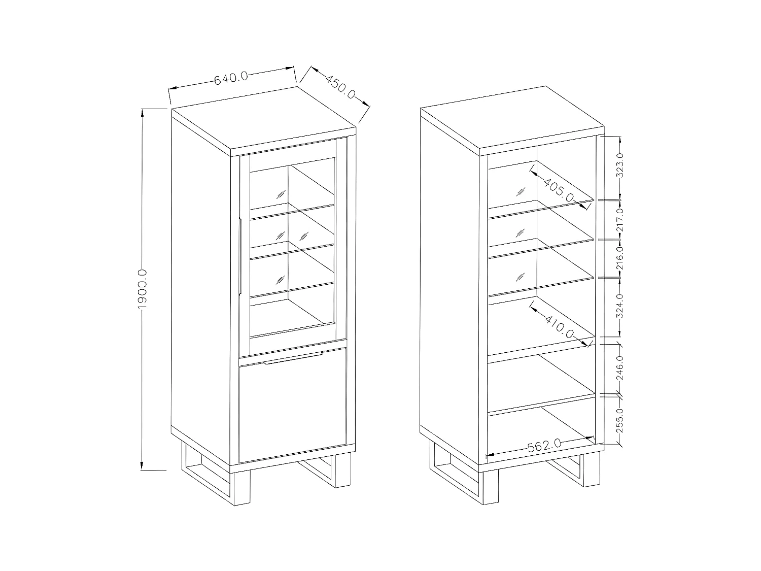 Vitrina 2 puertas Eden Madera y Metal