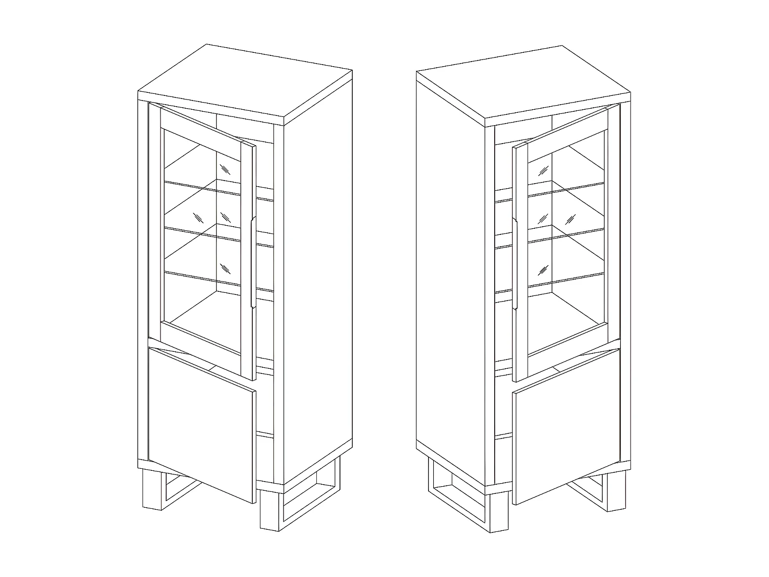 Vitrine 2 portes Eden Bois et Metal