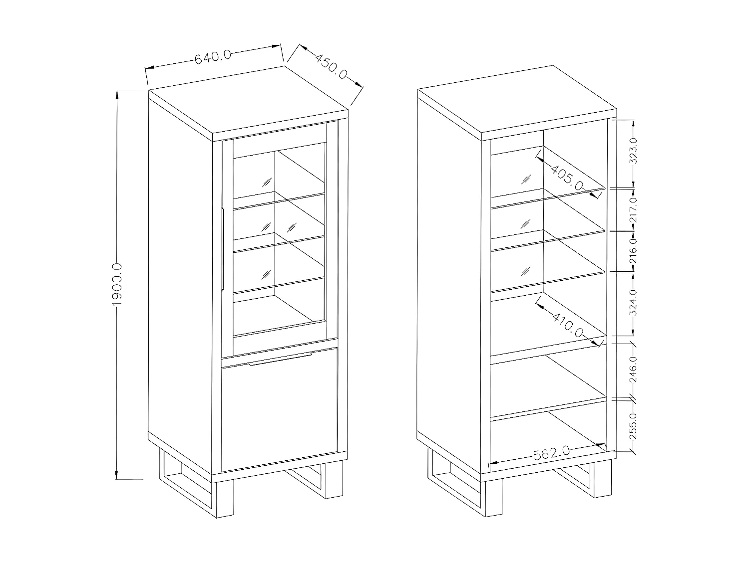 Vitrine 2 portes Eden Bois et Metal