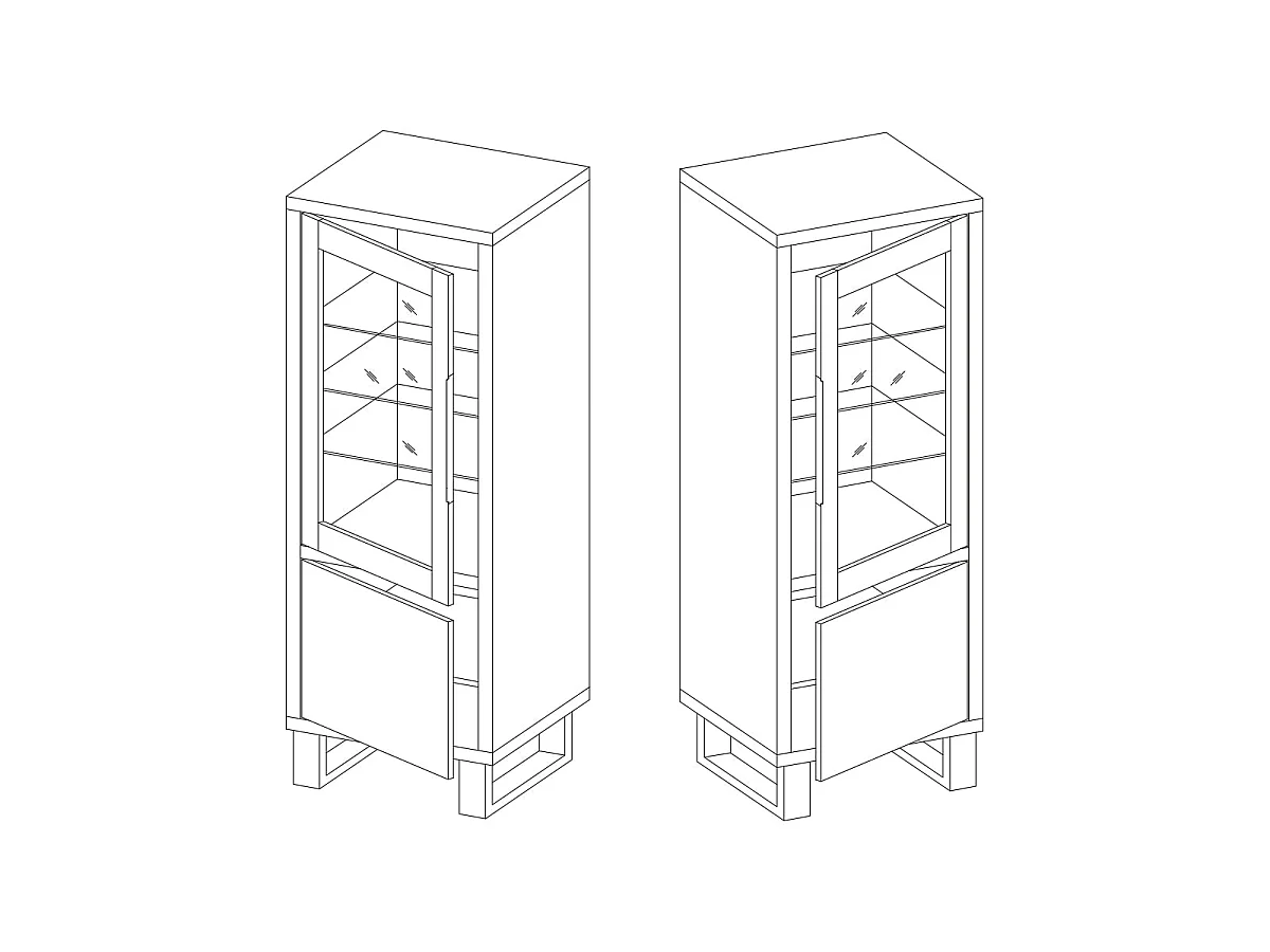 Vitrine 2 portes Eden Bois et Metal