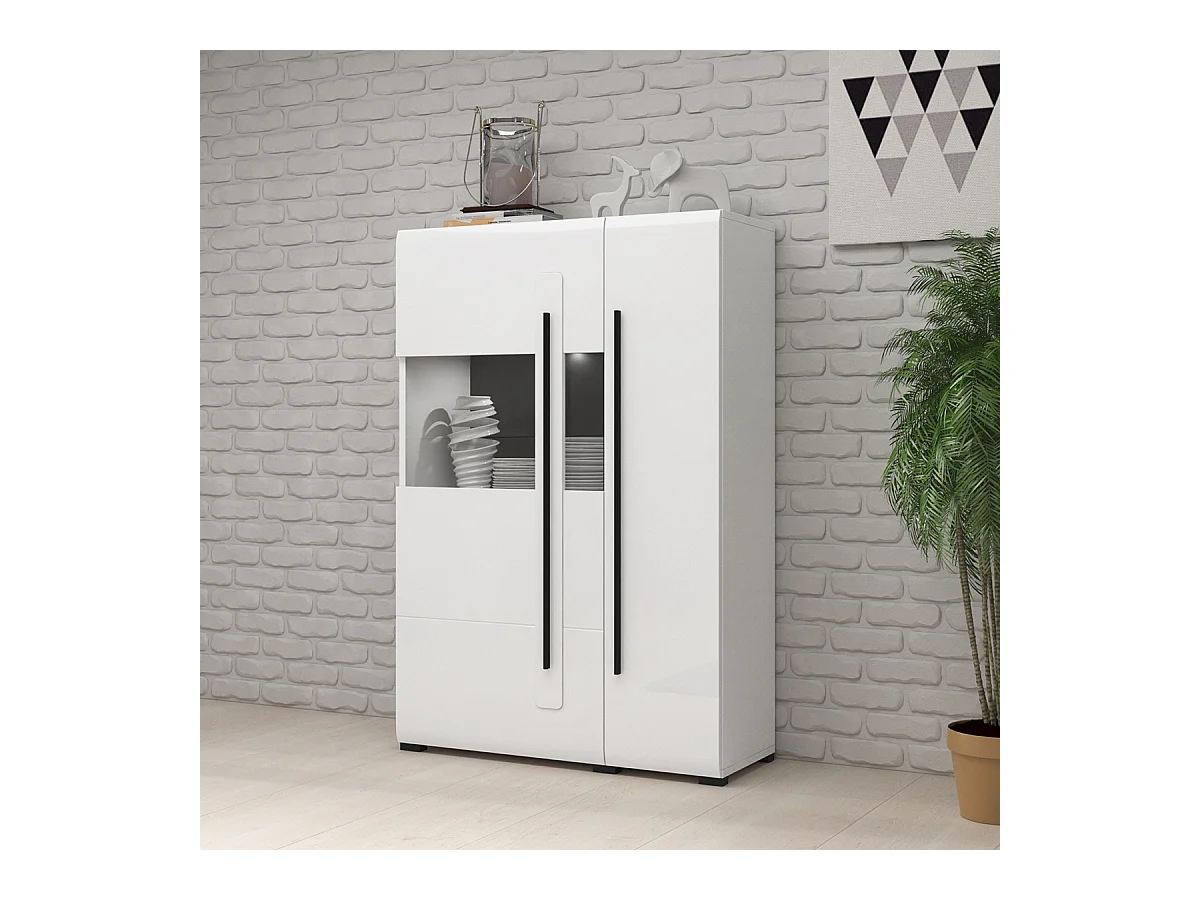 Vajillero 2 puertas con LED Louis Blanco