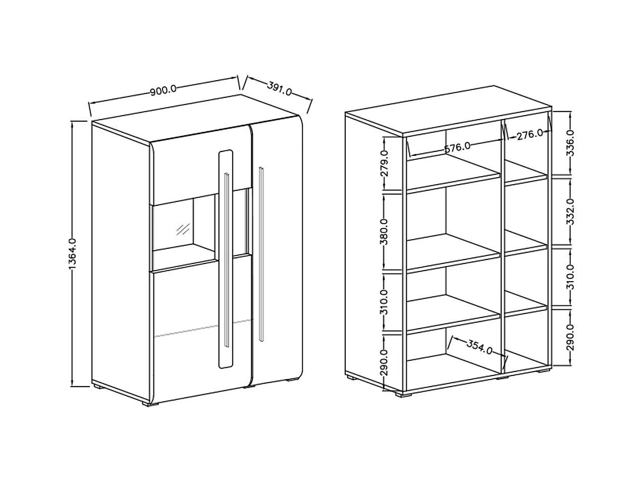 Vajillero 2 puertas con LED Louis Blanco