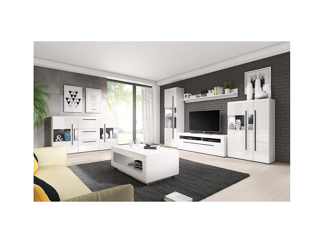 Vajillero 2 puertas con LED Louis Blanco