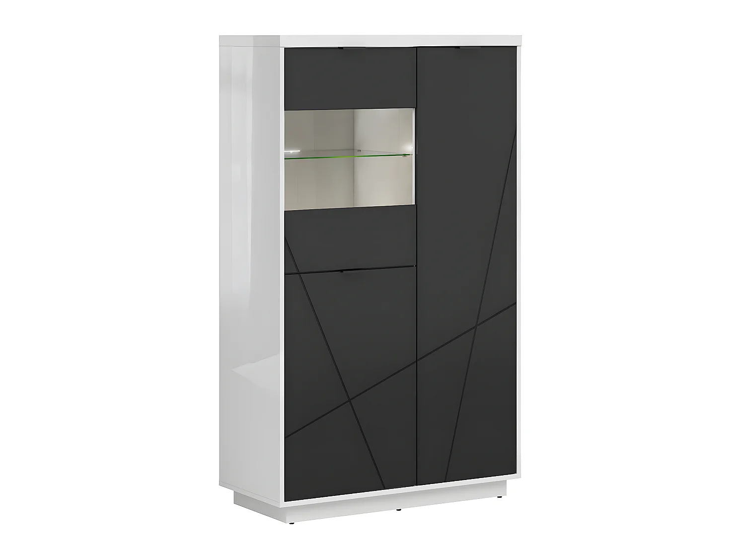 Vitrine 3 portes Sven Noir et Blanc