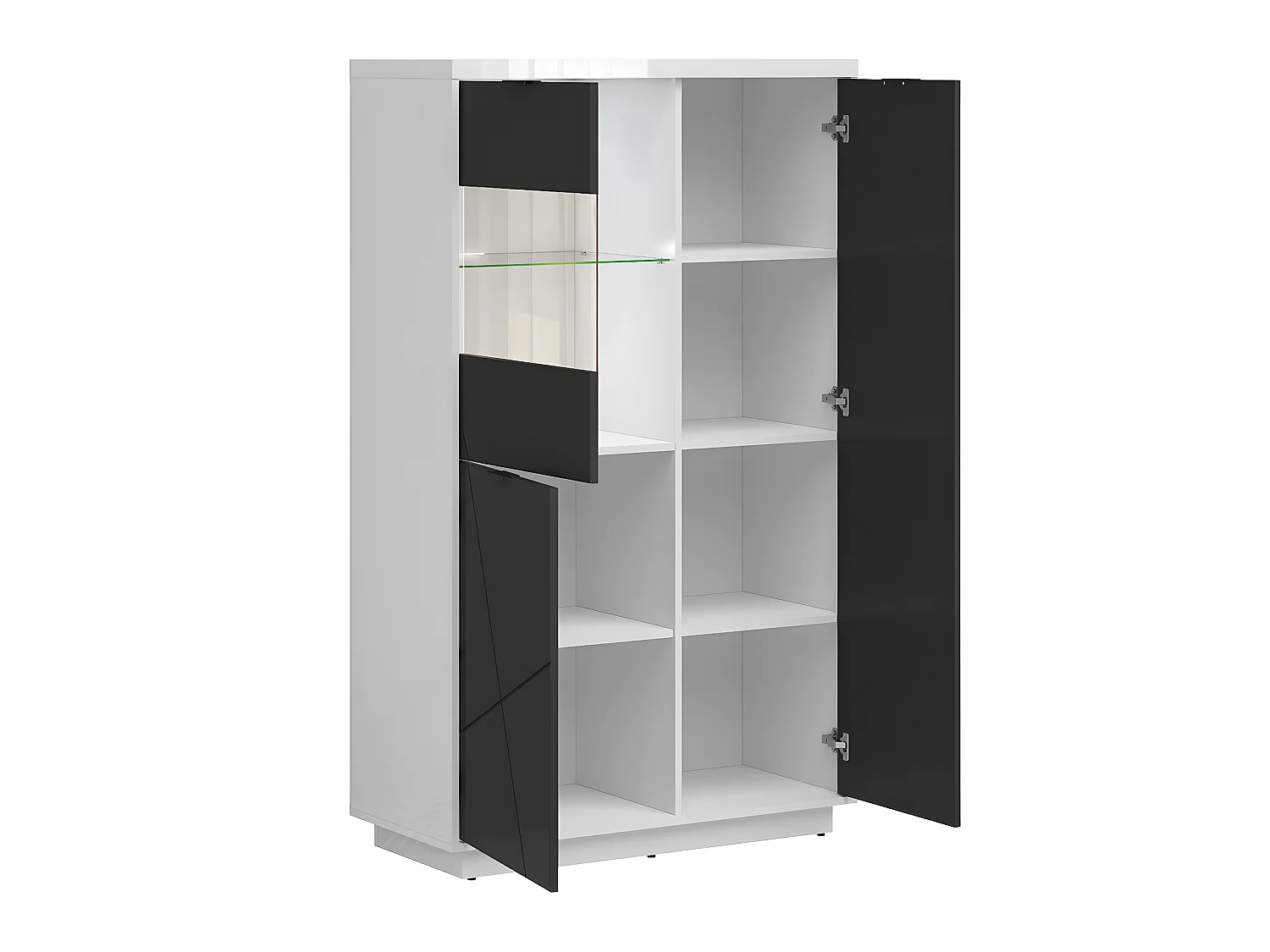 Vitrine 3 portes Sven Noir et Blanc