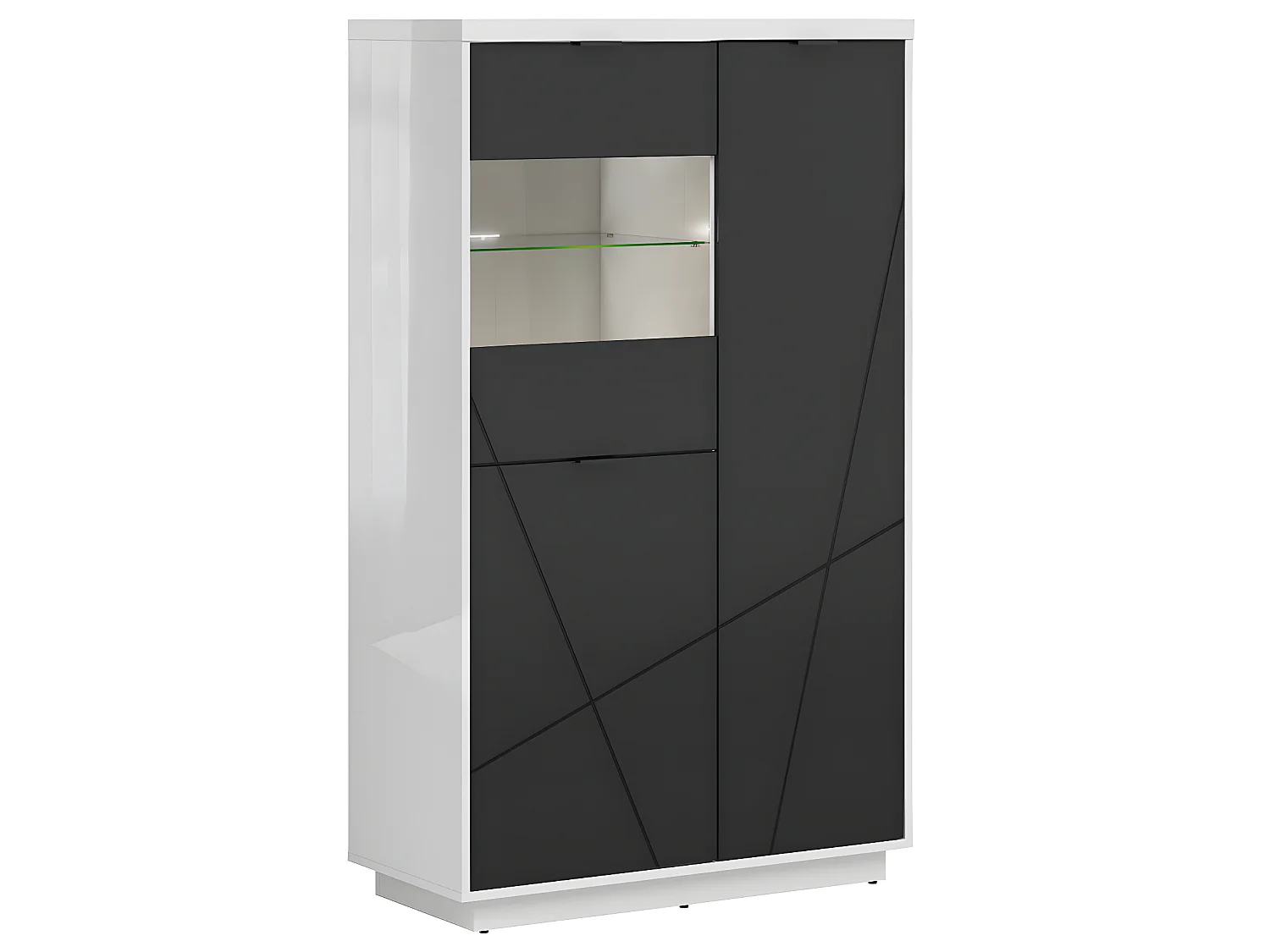 Vitrine 3 portes Sven Noir et Blanc