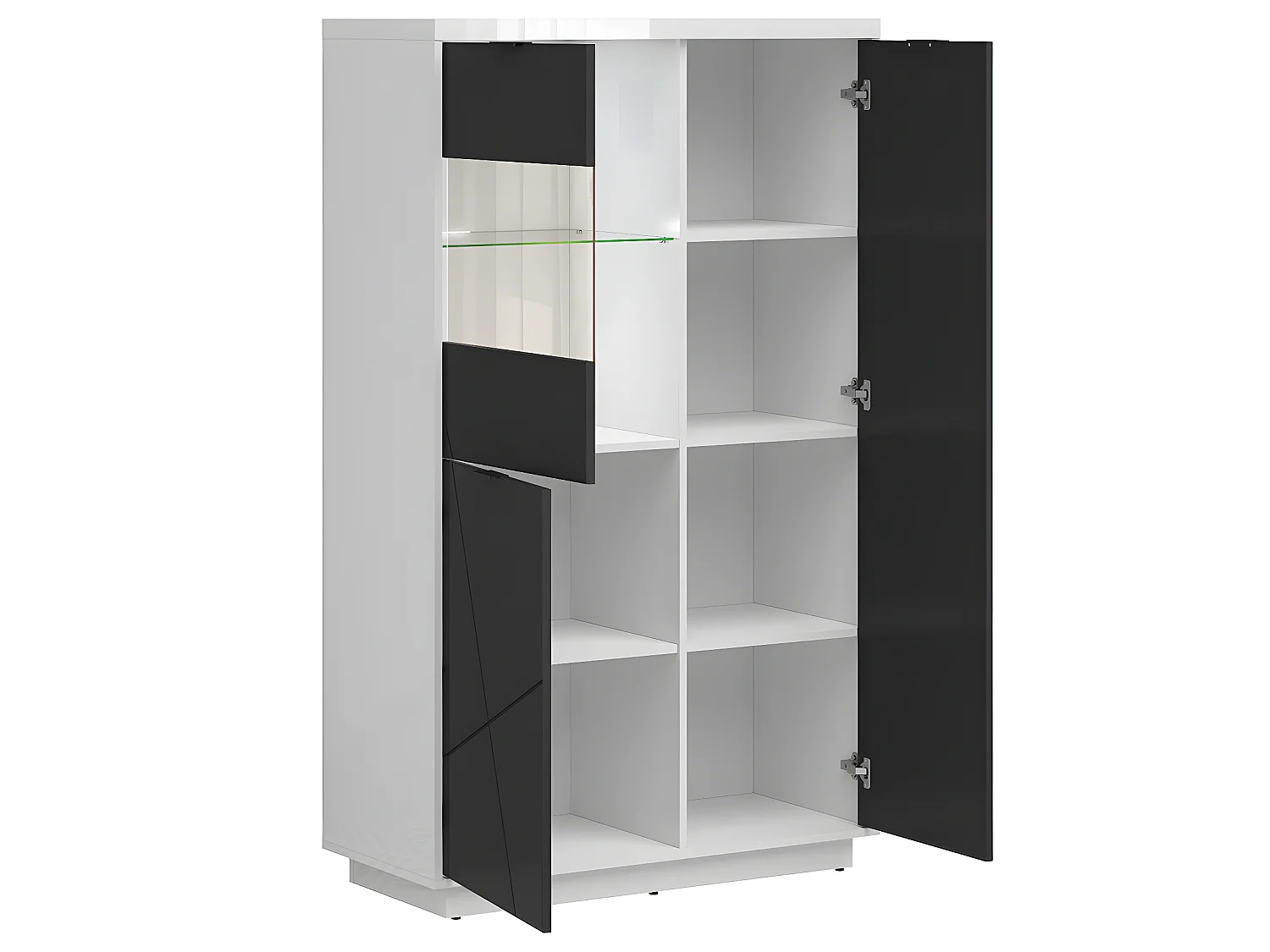 Vitrine 3 portes Sven Noir et Blanc