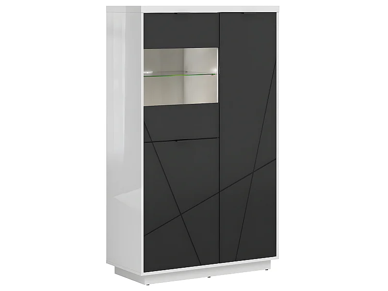 Vitrina de 3 portas Sven Preto e Branco