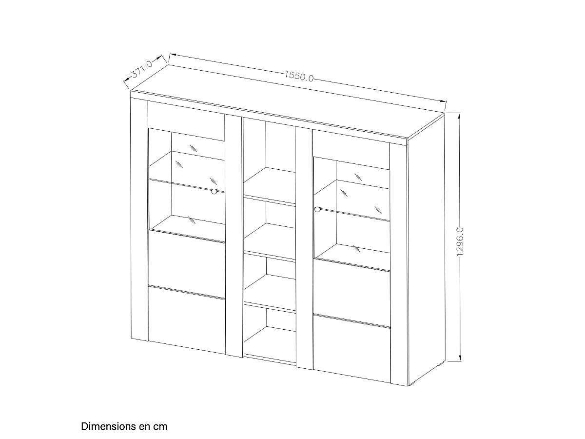 Vaisselier 2 portes avec LED Amaury Bois