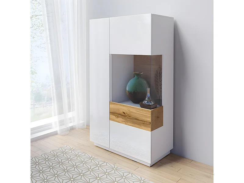 Vajillero 2 puertas apertura por la derecha Andrea Blanco y Madera