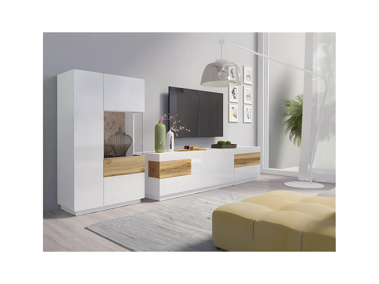 Vajillero 2 puertas apertura por la derecha Andrea Blanco y Madera