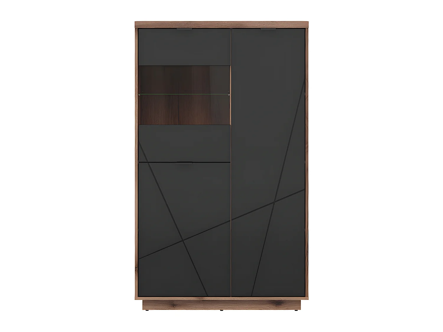 Vitrine 3 portes Sven Noir et Bois