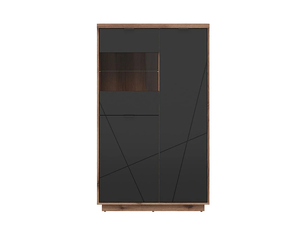 Vitrine 3 portes Sven Noir et Bois