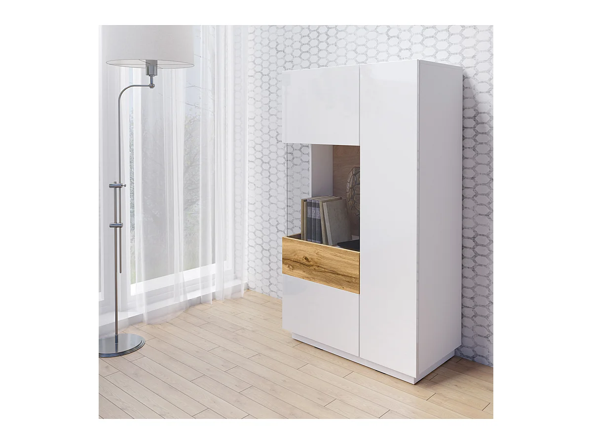 Credenza 2 ante Andrea bianco e marrone 139cm