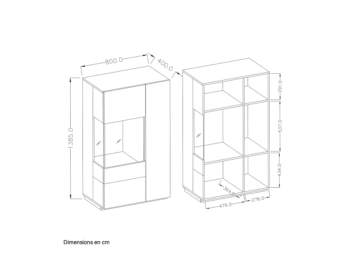 Credenza 2 ante Andrea bianco e marrone 139cm