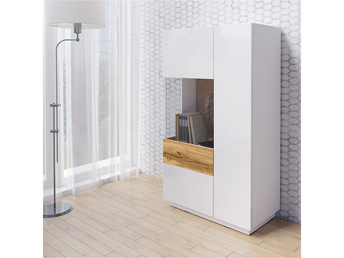 Credenza 2 ante Andrea bianco e marrone 139cm