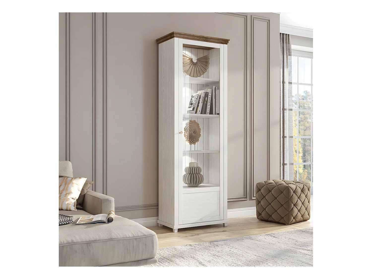 Vetrina Martin Bois Blanc a 1 anta, apertura a destra