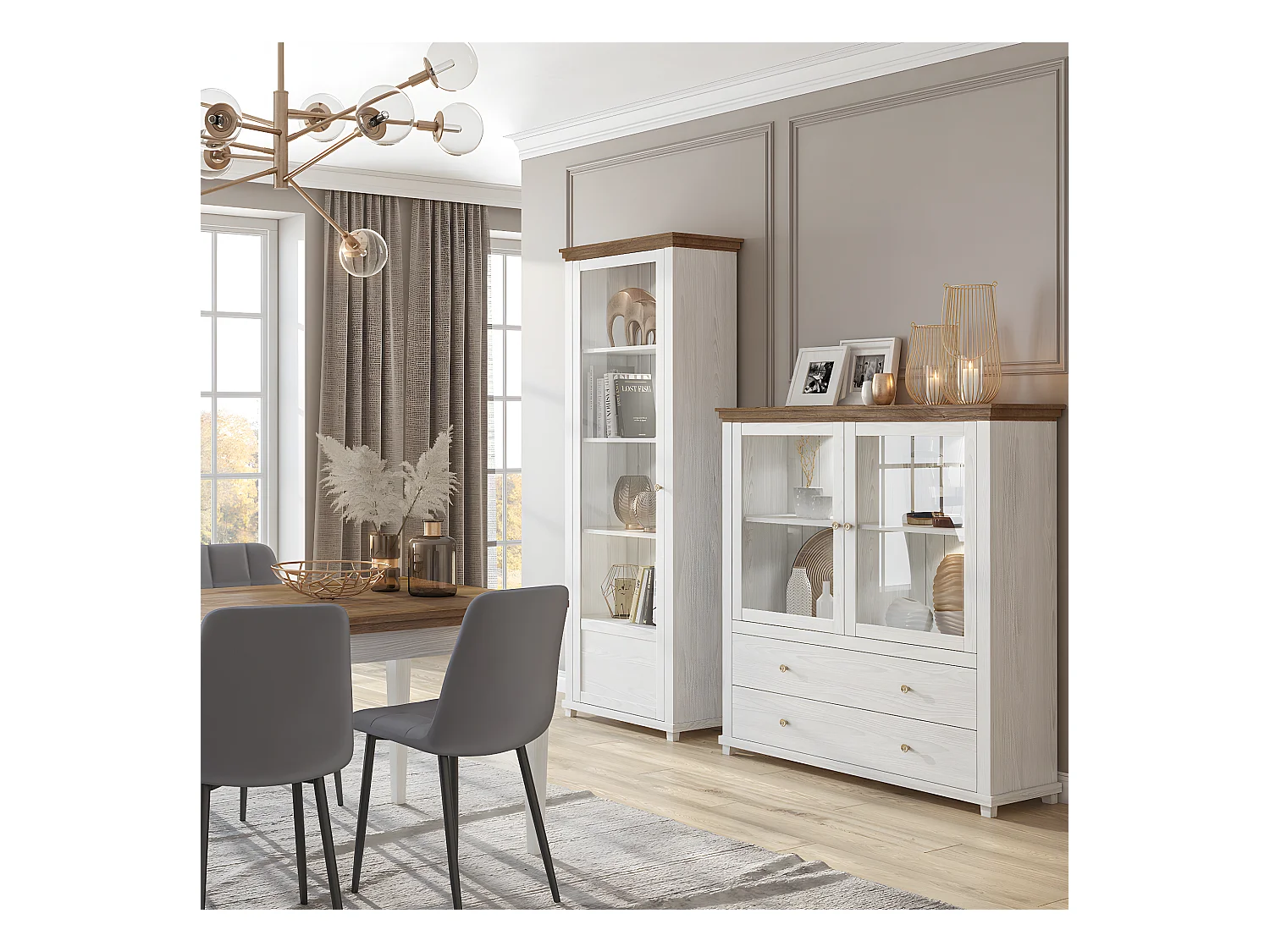 Vetrina Martin Bois Blanc a 1 anta, apertura a destra