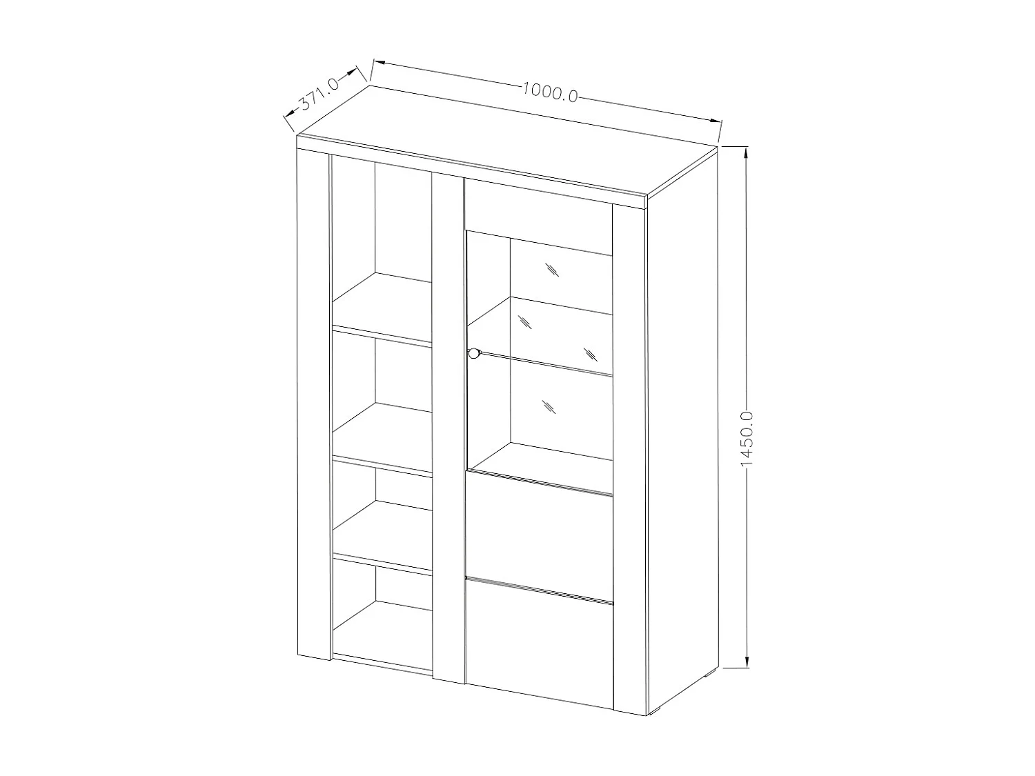 Vaisselier 1 porte avec LED Amaury Bois Blanc