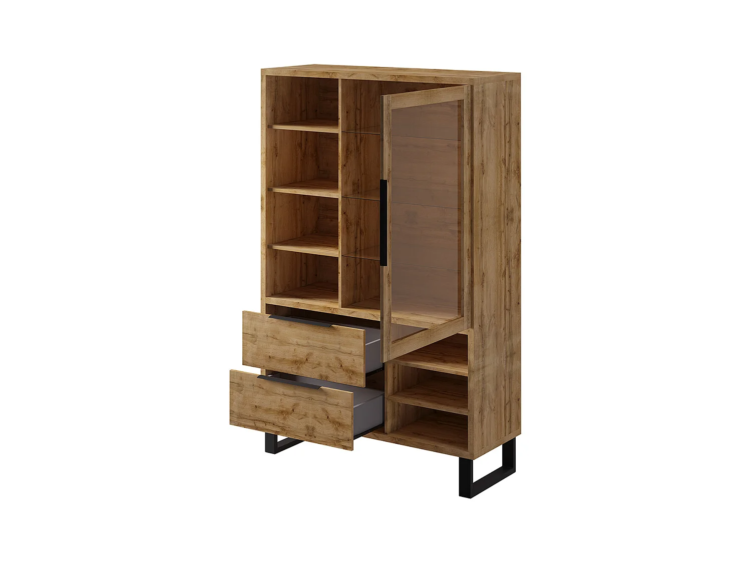 Vaisselier 1 porte 2 tiroirs Eden Bois et Metal