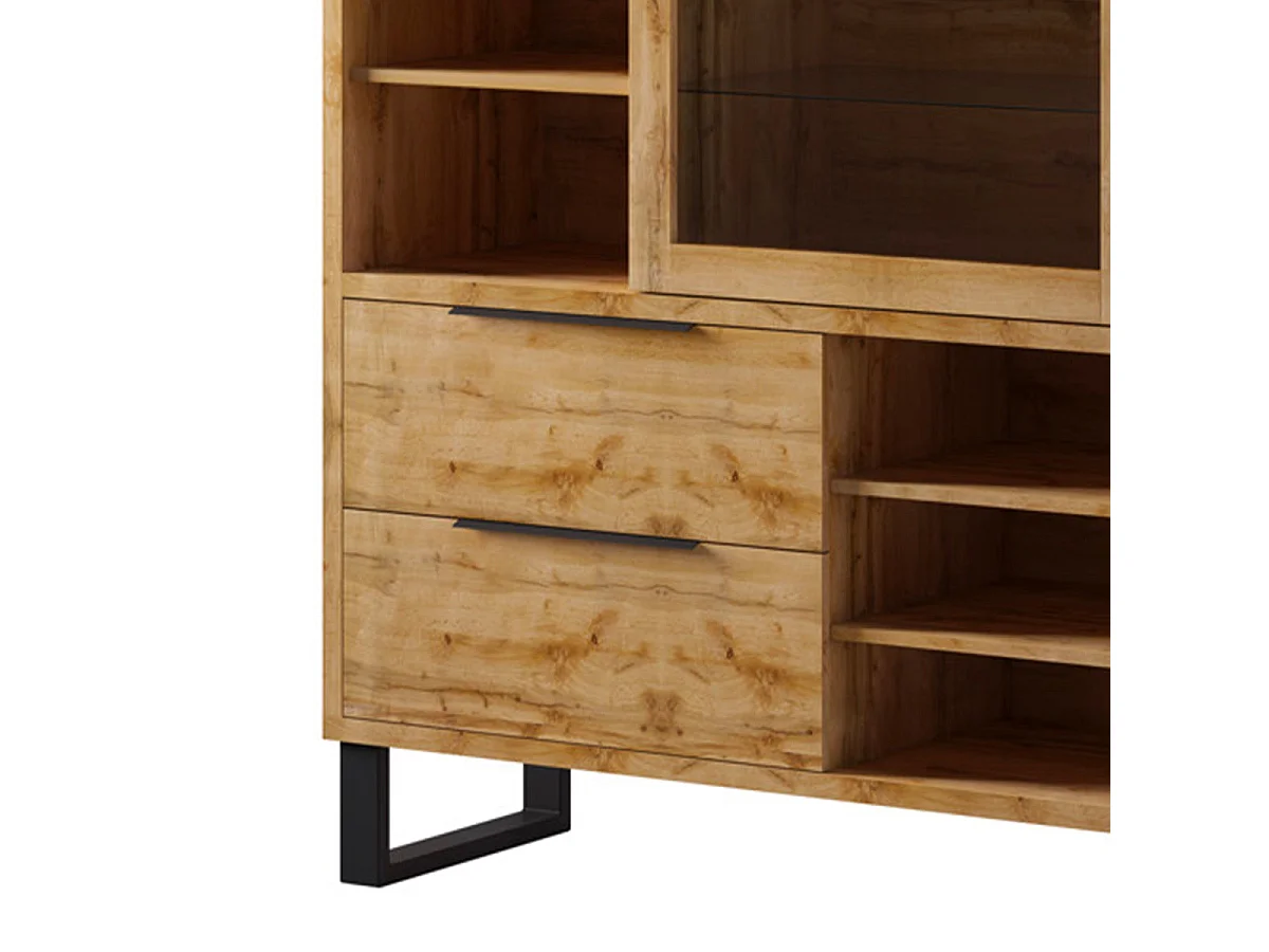 Credenza 1 anta 2 cassetti Eden marrone e metallo 190cm