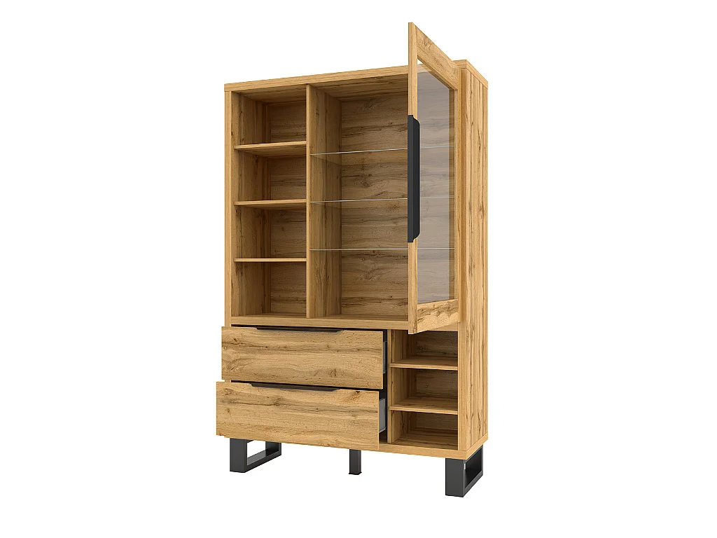 Credenza 1 anta 2 cassetti Eden marrone e metallo 190cm