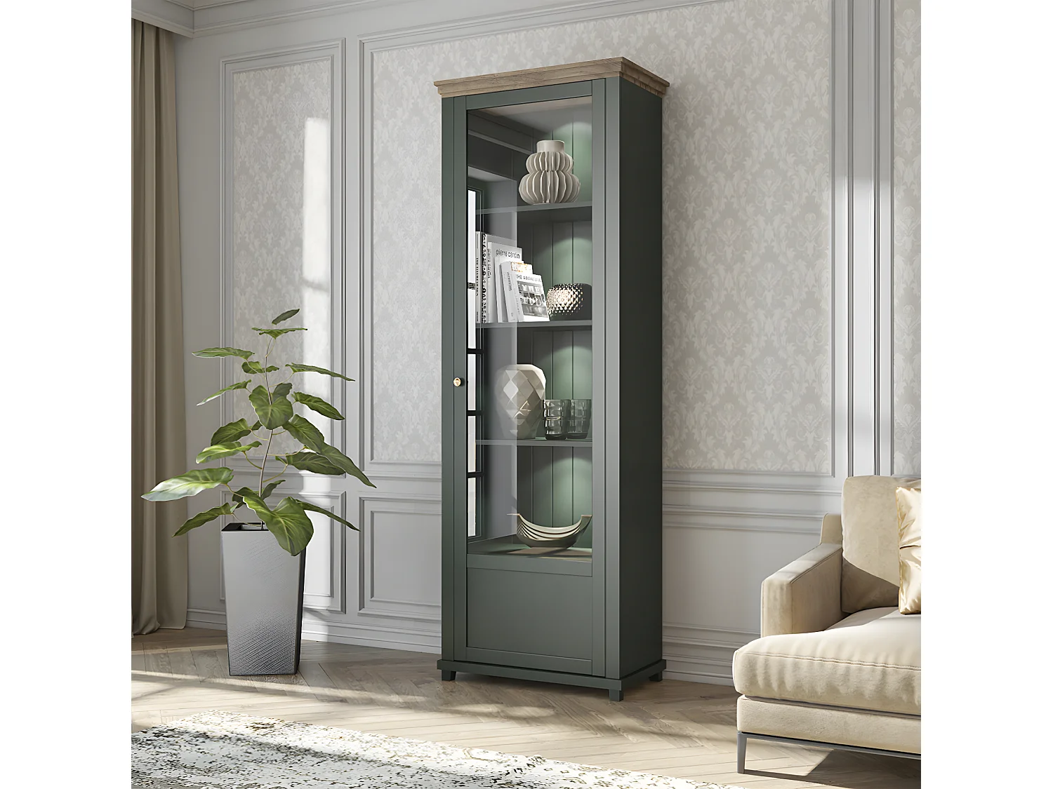 1-deurs vitrinekast, rechts open Martin Vert et Bois