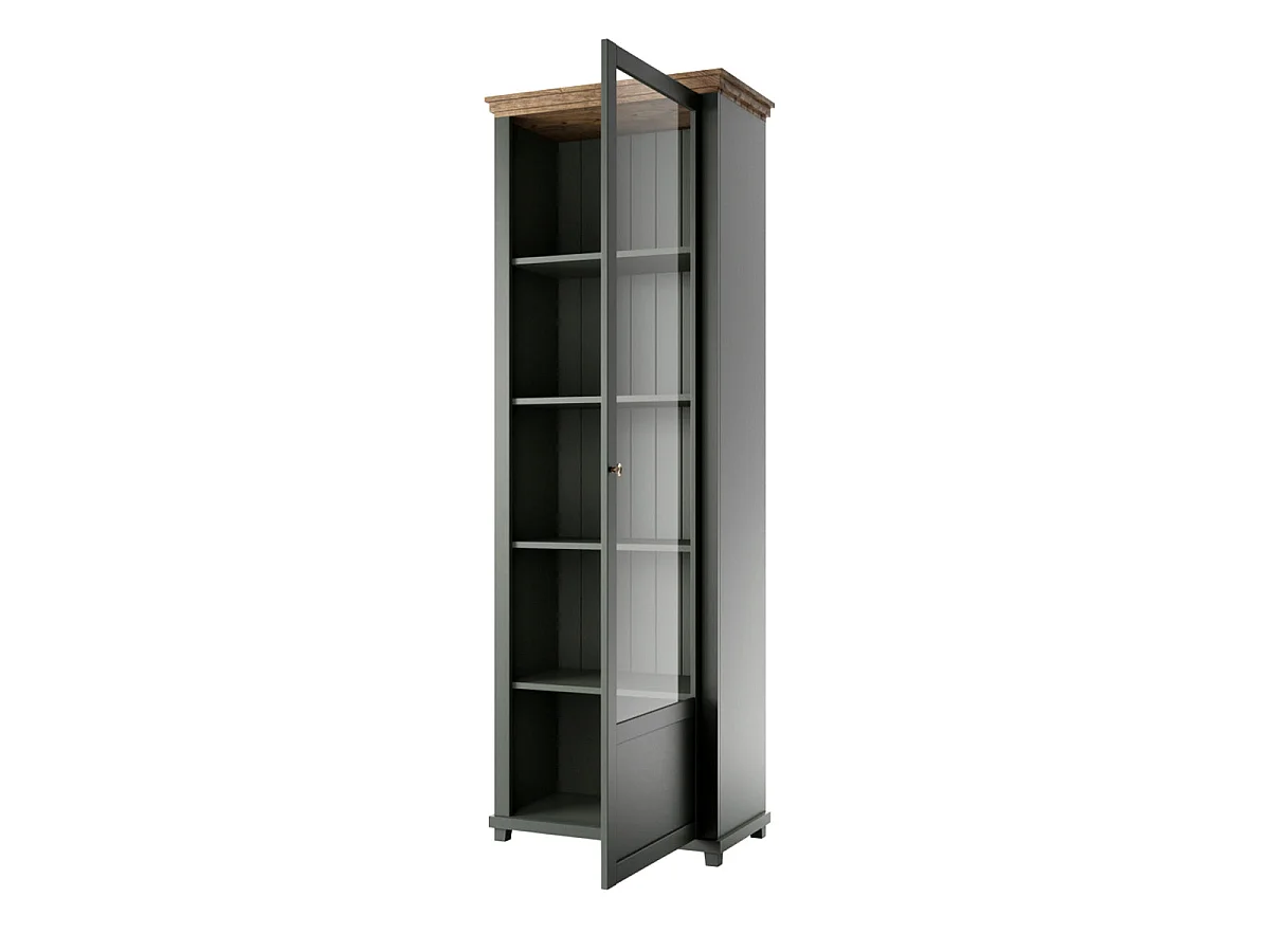 Vitrine 1 porte ouverture droite Martin Vert et Bois