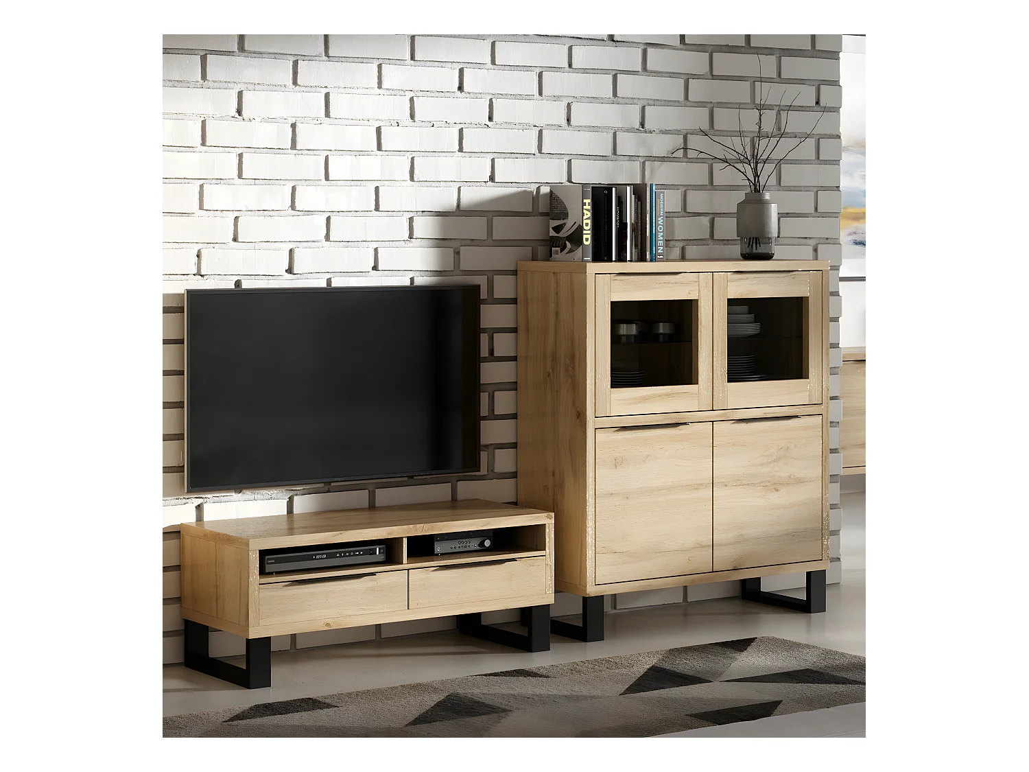 Vaisselier 4 portes Eden Bois et Metal