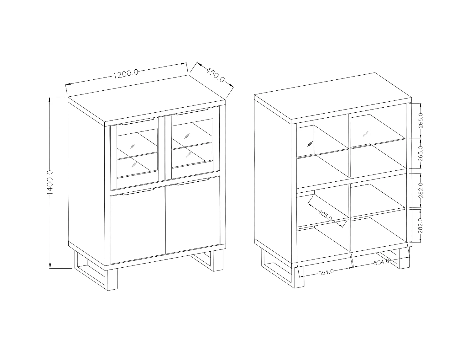 Vaisselier 4 portes Eden Bois et Metal