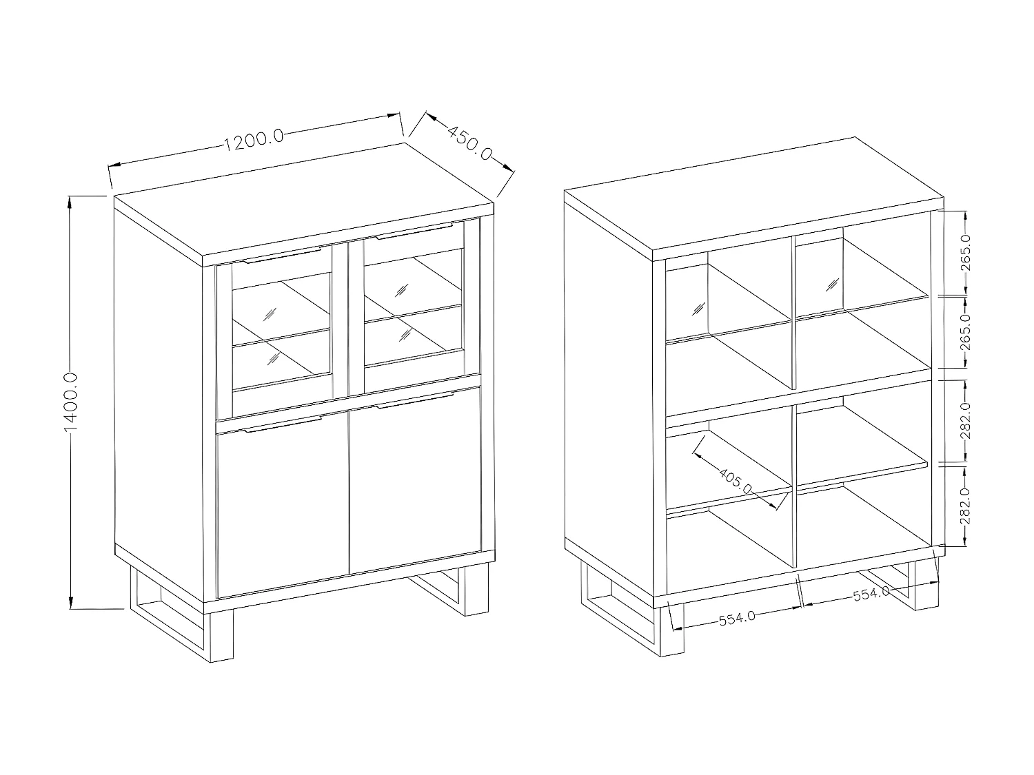 Vaisselier 4 portes Eden Bois et Metal